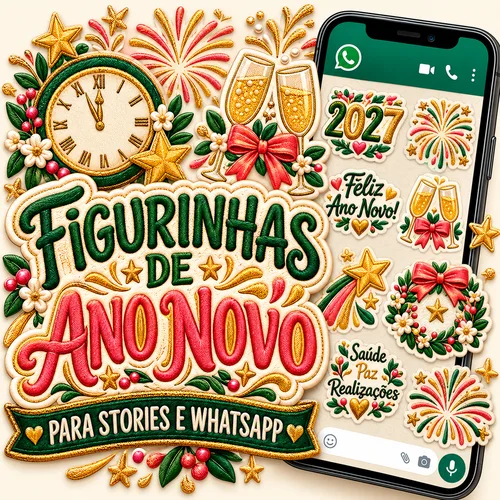 Mockup das figurinhas de Ano Novo