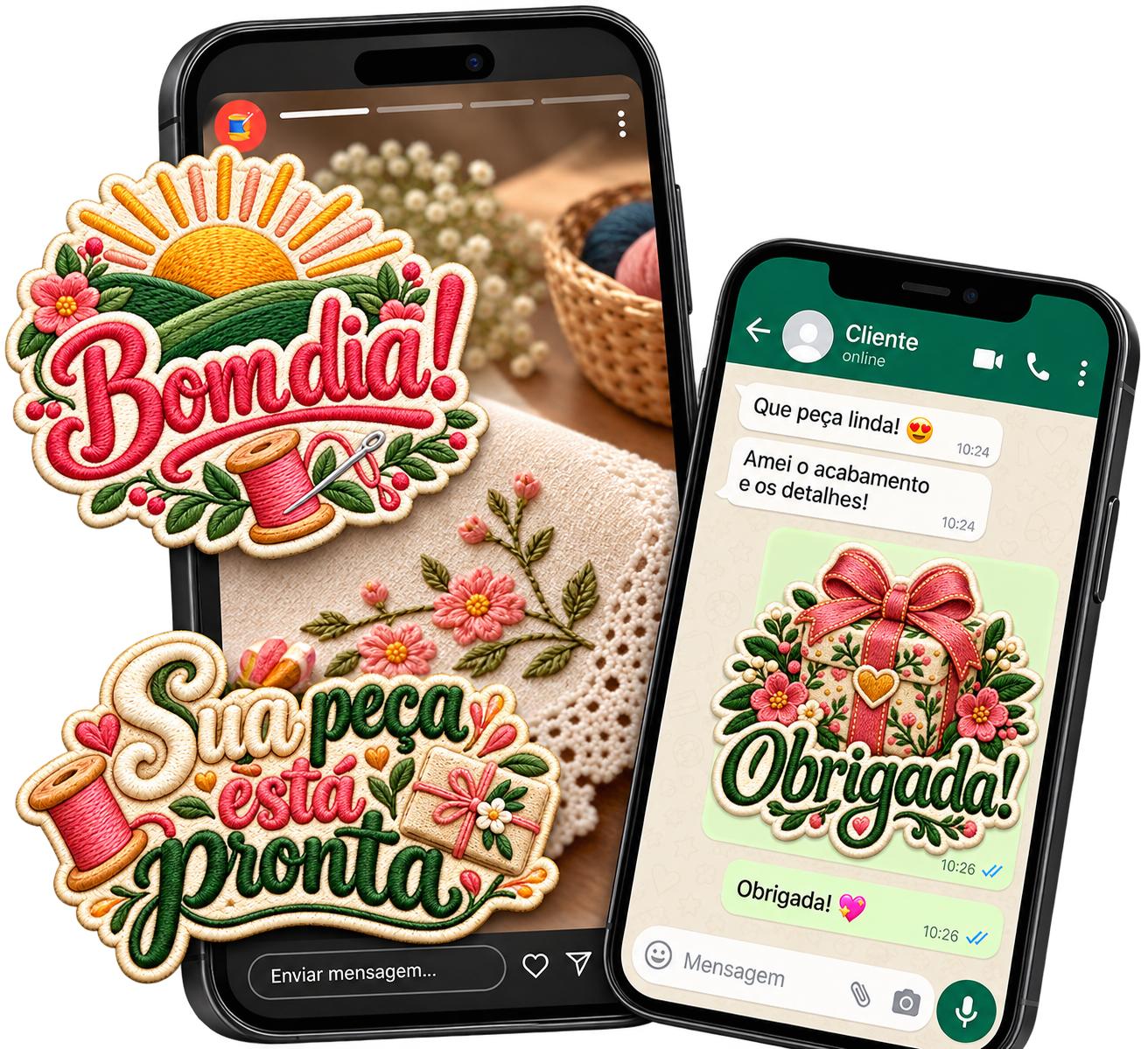 Figurinhas Artesanais aplicadas no Story e WhatsApp