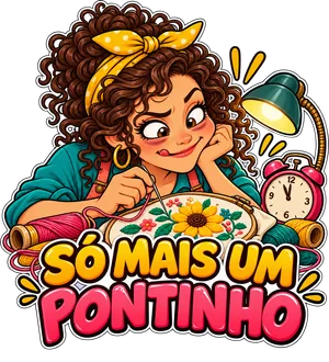 Figurinha de artesã em estilo meme 1