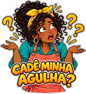 Figurinha de artesã em estilo meme 2