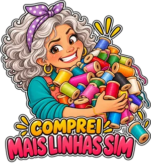 Figurinha de artesã em estilo meme 3