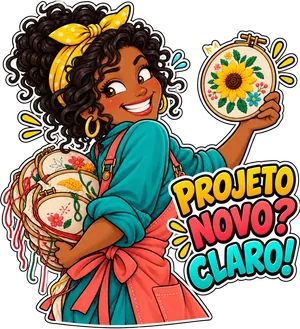 Figurinha de artesã em estilo meme 6
