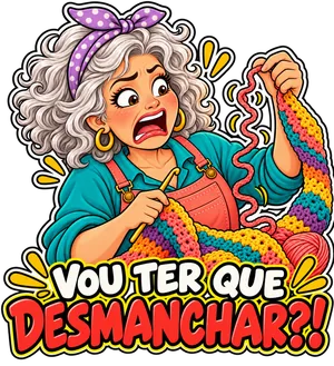 Figurinha de artesã em estilo meme 11