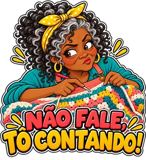 Figurinha de artesã em estilo meme 12